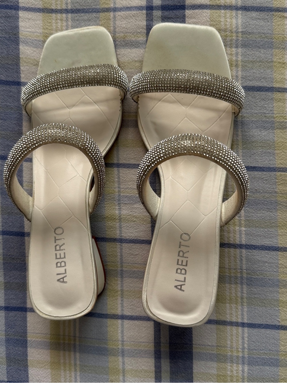Women's Ivory Crystal-Embellished Slide Sandals